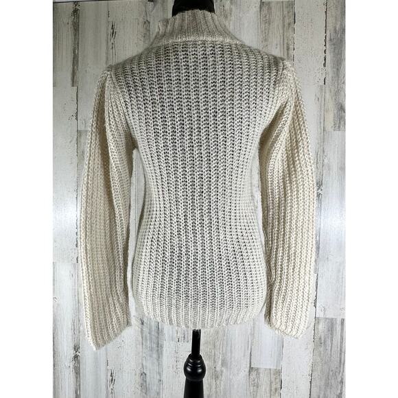 Express Sweater Size XXS Cream Ivory Fuzzy Soft Wool Alpaca Blend Mock Neck - Picture 4 of 9